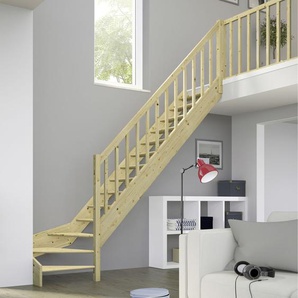 Dolle Raumspartreppen Paris 1/4-gew. Fichte unbehandelt inkl. Geländer GLO781602700