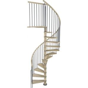 Dolle Spindeltreppe Winnipeg Buche geölt Ø 140 cm Metallteile grau GLO781602892