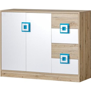 Domel Sideboard Nico Kommode 120x40x93cm eiche hell weiß türkis 94883026