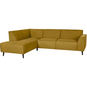 Ecksofa DOMO COLLECTION Amora Sofas Gr. B/H/T: 263 cm x 81 cm x 191 cm, Struktur fein, Ottomane links, Mit Federkern, gelb Ecksofas Sofas mit Federkern