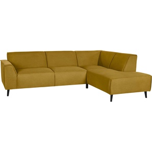 Ecksofa DOMO COLLECTION Amora Sofas Gr. B/H/T: 263 cm x 81 cm x 191 cm, Struktur fein, Ottomane rechts, Mit Federkern, gelb Ecksofas Sofas mit Federkern