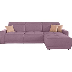 DOMO collection Ecksofa »Ava mit moderner Sitzheftung & toller Doppelnaht, komfortabel, L-Form«, mit Recamiere, inkl. Federkern, wahlweise mit Kopfteilverstellungen