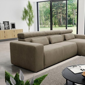 DOMO collection Ecksofa Brandon große Ausführung B/T/H: 289/177/80 cm, auch in Leder und Cord, mit Kopfteilverstellung, wahlweise Sitztiefenverstellung, L-Form
