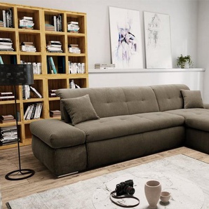 DOMO collection Ecksofa Moric, L-Form, XXL-Sofa - Breite 300cm, wahlweise mit Bettfunktion und Armteilverstellung, Cord