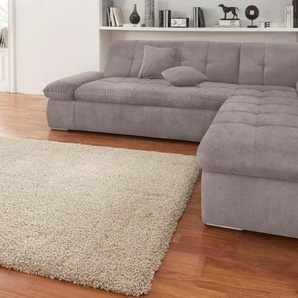 DOMO collection Ecksofa »NMoric incl. Zierkissen B/T/H: 273/216/80 cm L-Form«, Ottomanen-Abschluss, wahlweise mit Bettfunktion und Armlehnverstellung