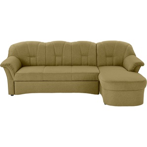 Ecksofa DOMO COLLECTION Papenburg Sofas Gr. B/H/T: 235 cm x 84 cm x 142 cm, Webstoff, Recamiere rechts, mit Bettfunktion, grün (grün, gelb) Ecksofas Sofas in großer Farbvielfalt, wahlweise mit Bettfunktion