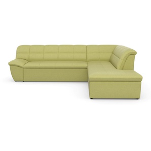 Ecksofa DOMO COLLECTION Splash Sofas Gr. B/H/T: 271 cm x 76 cm x 232 cm, Webstoff, Ottomane rechts, ohne Bettfunktion, gelb (gelb, grün) Ecksofas Sofas wahlweise mit Bettfunktion