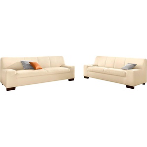 Polstergarnitur DOMO COLLECTION Norma Sitzmöbel-Sets Gr. H: 74 cm, Kunstleder SOFTLUX, beige (creme) Couchgarnituren Sets bestehend aus je einem 2- und 3-Sitzer