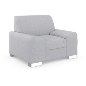 Sessel DOMO COLLECTION Anzio Gr. Feinstruktur, Ohne Federkern, B/H/T: 114 cm x 85 cm x 93 cm, silberfarben (silber) Polstersessel wahlweise mit Federkern