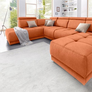 DOMO collection Wohnlandschaft Ava moderne Sitzheftung mit toller Doppelnaht, komfortabel, U-Form, mit Federkern, wahlweise mit Kopfteilverstellungen