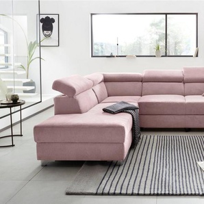 DOMO collection Wohnlandschaft Mira, inklusive Kopfteilverstellung für mehr Wohlfühlkomfort, U-Form, wahlweise mit Bettfunktion und Bettkasten, elegant und modern