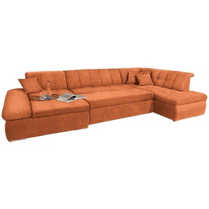 DOMO collection Wohnlandschaft NMoric im XXL-Format, B/T/H: 353/216/80 cm, incl. Zierkissen U-Form, wahlweise mit Bettfunktion und Armlehnenverstellung