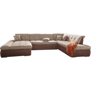 DOMO collection Wohnlandschaft PB Moric wahlweise mit Bettfunktion und Armteilverstellung U-Form, XXL-Format B/T/H: 353/216/80 cm, feine Steppung, incl. Zierkissen