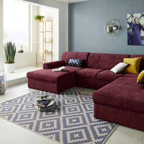 DOMO collection Wohnlandschaft Topper, elegant und zeitlos, komfortabel, U-Form, wahlweise mit Bettfunktion