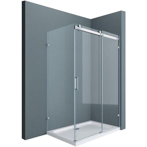 Doporro Eck-Duschkabine Eckdusche Ravenna17-2 90x120x195cm Duschabtrennung mit Schiebetür ESG-Sicherheitsglas Klarglas 4-Punktbefestigung inkl.