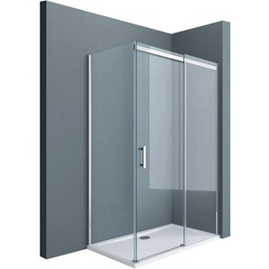 Doporro Eckdusche 100x120cm Eck-Duschkabine Duschabtrennung ESG-Sicherheitsglas Klarglas Schiebetür inkl. Easy-Clean-Beschichtung Einstieg Links