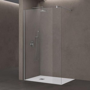 Luxus Duschwand Duschabtrennung Bremen1K 70x200 Walk-In Dusche mit Stabilisator aus Echtglas 8mm ESG-Sicherheitsglas Klarglas inkl. Nanobeschichtung