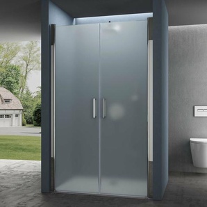 Doporro Nischentür 113,5cm - 118,5cm Nischendrehtür Duschabtrennung Teramo24VS 195cm ESG-Sicherheitsglas Duschtür satiniert Drehtür mit Hebe- und