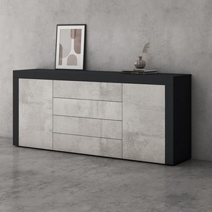 doporro Sideboard Kommode in Anthrazit matt und Beton 167x36 cm Aufbewahrungsschrank Holz Bodenstehend für Ihren Wohnbereich Schrank 03 16680
