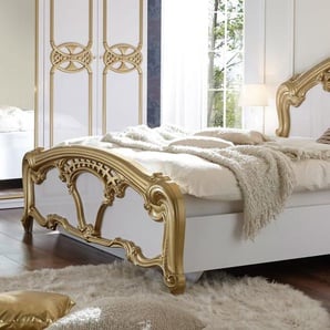 Doppelbett Claudia, weiß/gold, 180 x 200 cm