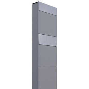Doppelbriefkasten Standbox Grau Metallic RAL 9007 mit Edelstahlklappe