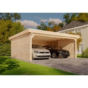 Doppelcarport Olaf Exklusiv Carport aus Holz, Unterstand , Überdachung mit Montagematerial Naturbelassen - Alpholz