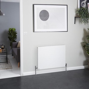 Doppellagiger Design Flachheizkörper, horizontal in Weiß 600x800mm, 1281 - Stelrad Vita Deco von Hudson Reed
