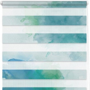 Doppelrollo Duo Rollo Motiv Aquarell, LICHTBLICK ORIGINAL, Lichtschutz, ohne Bohren, freihängend, Klemmfix, bedruckt