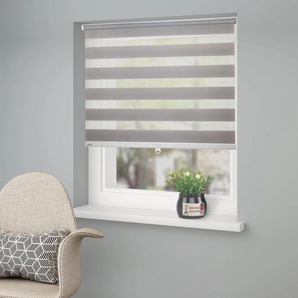 Doppelrollo HOME AFFAIRE Jan Gr. 13, grau (hellgrau), B:80cm H:210cm, Polyester, Rollos, Fixmaß, Klemmfix, uni, monochrom, basic, schnurlos, Klemmträger, Topseller