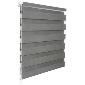 Doppelrollo Klemmfix ohne Bohren für Fenster in Holzlook Grau 120x150cm - Woltu