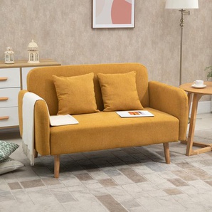 Doppelsofa mit Kissen Stoff Love seat einstellbare Fußrasten samtartiges Polyester 130 x 70 x 80 cm Bodie