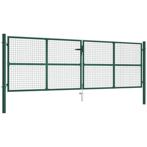 Doppelstabmatten-Doppeltor Stahl 390x125 cm Grün
