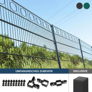 Doppelstabmattenzan morata Kreis , Gartenzaun, Mattenzaun Höhe: 160 cm / Länge: 30 m 4x Eckpfosten Gartenzaun Mattenzaun