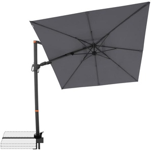 Doppler Ampelschirm, Anthrazit, Textil, Metall, 210x210 cm, stabile Strebegelenke, höhenverstellbar, 360° drehbar, wetterbeständig, UV-beständig, Sonnen- & Sichtschutz, Sonnenschirme, Ampelschirme