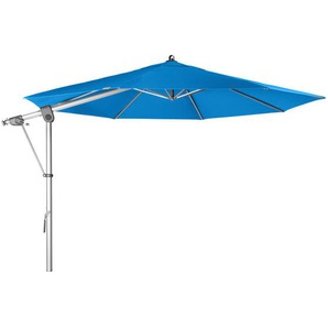 Doppler Pendelschirm, Blau, Silber, Textil, 350x350 cm, 360° drehbar, Sonnen- & Sichtschutz, Sonnenschirme, Ampelschirme
