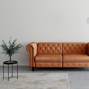 Dorel Home 3-Sitzer Felix, Schlafsofa 236 cm, (Liegefläche 108x190cm), Rückenlehne, 3-fach verstellbar, Velours, Kunstleder, Luxus-Microfaser Vintage