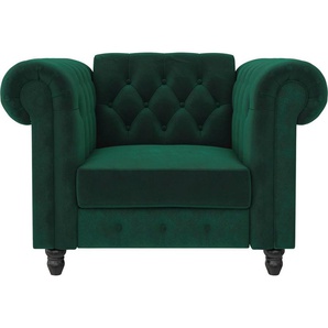 Dorel Home Chesterfield-Sessel Felix, mit Rückenlehne 3-fach verstellbar, Beine Massivholz, Sitzhöhe 46 cm