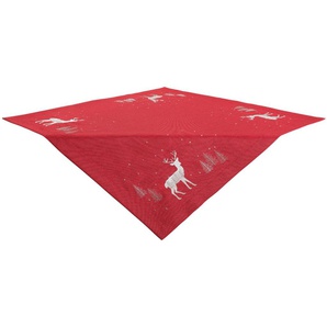 Mitteldecke DREAMS Hirsch, Weihnachtsdeko rot Tischdecken Gr. B/L: 85 cm x 85 cm, 1 St., quadratisch, rot Mitteldecken