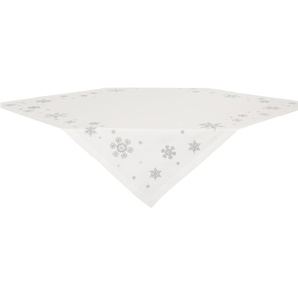 Mitteldecke DREAMS Schneeflocke, Weihnachtsdeko Tischdecken Gr. B/L: 110 cm x 110 cm, quadratisch, bunt (weiß, silberfarben) Mitteldecken mit aufwendiger Stickerei