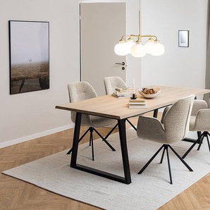 Drehbarer Armlehnenstuhl MORINI 62 x 90 x 61cm Bouclé Stoff Moena: Beige Beige/Beige