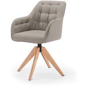 Drehbarer Dining-Stuhl - hellgrau - Massivholz -