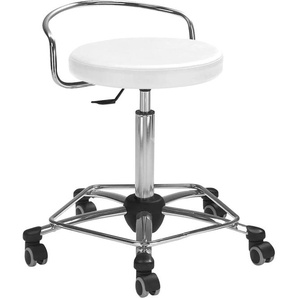 Drehhocker MAYER SITZMÖBEL 1254 Hocker Gr. B/H/T: 59 cm x 65 cm x 59 cm, weiß (polarweiß) Bürohocker Drehhocker Arbeitsdrehhocker mit Rückenbügel 1254
