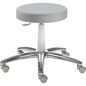 Drehhocker MAYER SITZMÖBEL 1256 Hocker Gr. B/H/T: 66 cm x 40 cm x 66 cm, Kunstleder, Gestell lichtgrau RAL 7035-gepolsterter Tellersitz-höhenverstellbar-Alu-Fußkreuz poliert, grau (kristallgrau) Bürohocker Drehhocker 1256