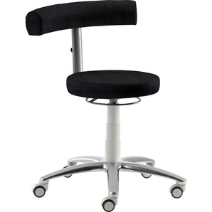 Drehhocker MAYER SITZMÖBEL 1280 Hocker Gr. B/H/T: 65 cm x 74 cm x 65 cm, Flachgewebe, Sitz und Rücken gepolstert-Rücken-Raster-Höhenverstellung-höhenverstellbar-Ringauslösung-Gestell lichtgrau und Alu-Fußkreuz, schwarz Bürohocker Drehhocker