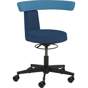 Drehhocker MAYER SITZMÖBEL Funktionsdrehhocker 1263 Hocker Gr. B/T: 64 cm x 60 cm, Struktur (recyceltes Polyester), Hartbodenrollen, dunkelblau, hellblau Bürohocker Drehhocker