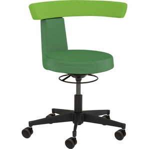 Drehhocker MAYER SITZMÖBEL Funktionsdrehhocker 1263 Hocker Gr. B/T: 64 cm x 60 cm, Struktur (recyceltes Polyester), Hartbodenrollen, dunkelgrün, apfelgrün Bürohocker Drehhocker
