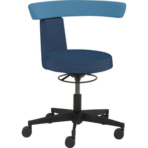 Drehhocker MAYER SITZMÖBEL Funktionsdrehhocker 1263 Hocker Gr. B/T: 64 cm x 60 cm, Struktur (recyceltes Polyester), Teppichbodenrollen, dunkelblau, hellblau Bürohocker Drehhocker