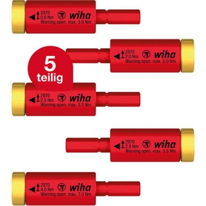 Drehmoment Set easyTorque Adapter electric für slimBits und slimVario Halter 5-teilig i Drehmoment-Adapter i 0,8-4,0 Nm i vde geprüft (41479) - Wiha