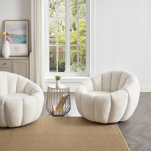 Drehsessel muschelförmig - Bouclé-Stoff - Weiß - COSSATO