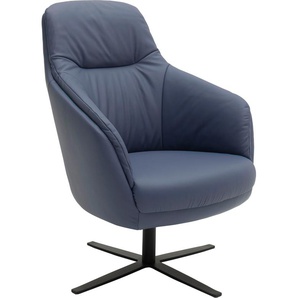 Drehsessel SCHÖNER WOHNEN-KOLLEKTION Sky Sessel Gr. Leder CENTO, mit Wippfunktion, Wippfunktion, B/H/T: 75 cm x 99 cm x 85 cm, blau (ming) Drehsessel